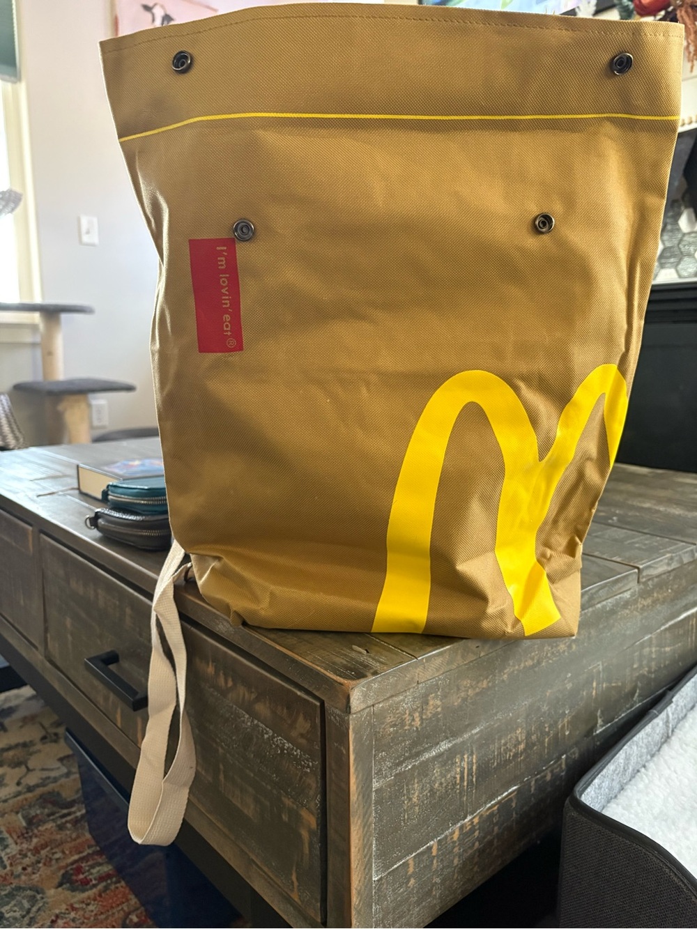 McDonald's Brown and Yellow Bag with Iconic Golden Arches